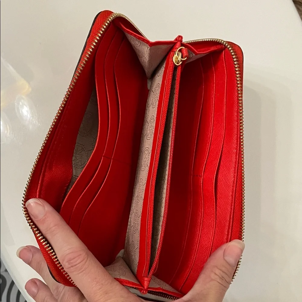 Michael Kors Bold Red Zip-Around Wallet - Picture 11 of 13